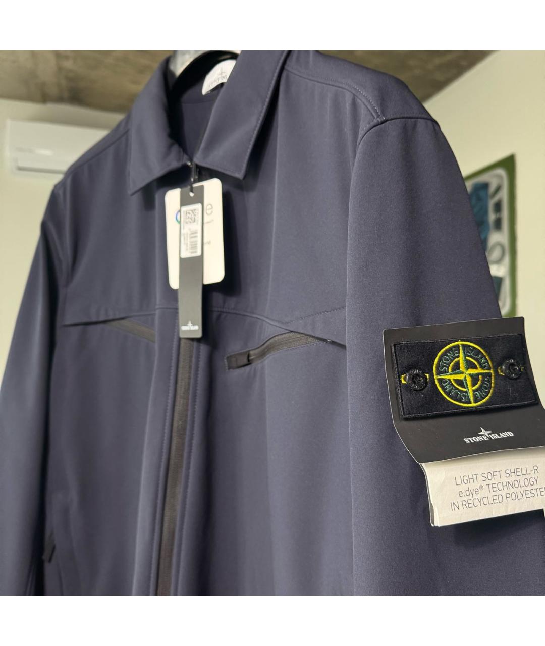 STONE ISLAND Темно-синяя полиэстеровая куртка, фото 4