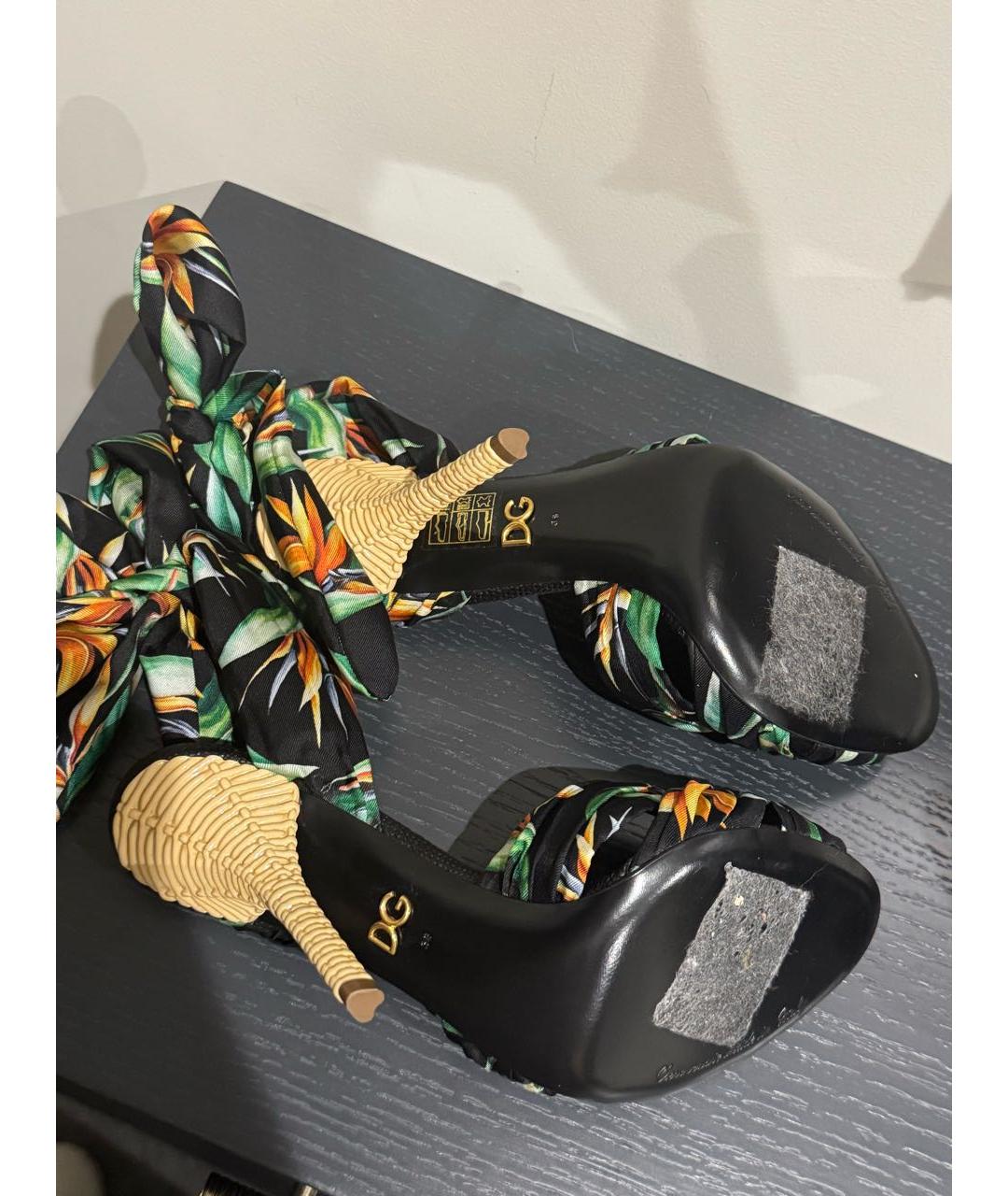DOLCE&GABBANA Зеленые текстильные босоножки, фото 8