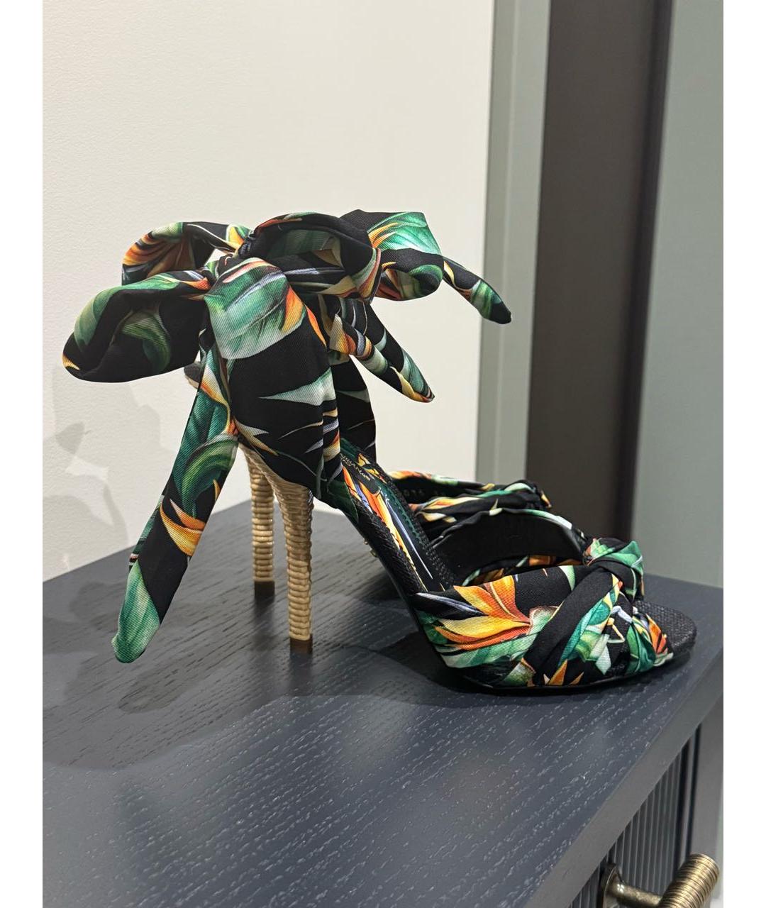 DOLCE&GABBANA Зеленые текстильные босоножки, фото 3