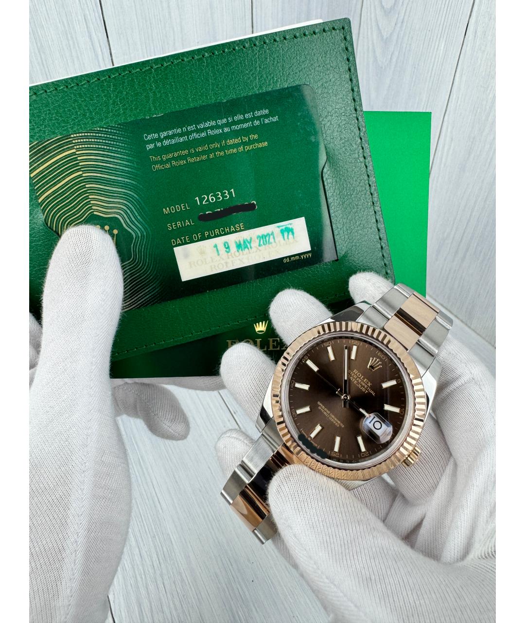 ROLEX Коричневые часы из золота и стали, фото 2