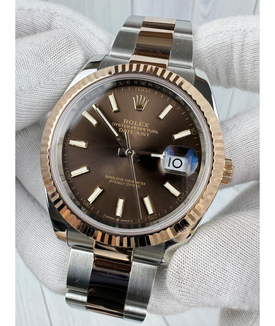 ROLEX Коричневые часы из золота и стали, фото 4