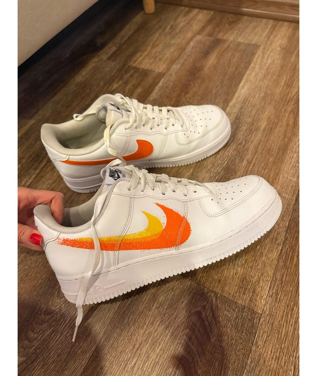 NIKE Белые кожаные низкие кроссовки / кеды, фото 5