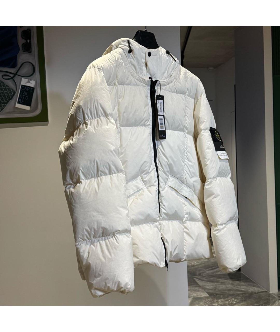 STONE ISLAND Белый полиэстеровый пуховик, фото 4
