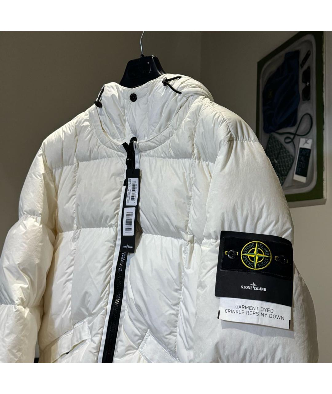 STONE ISLAND Белый полиэстеровый пуховик, фото 6