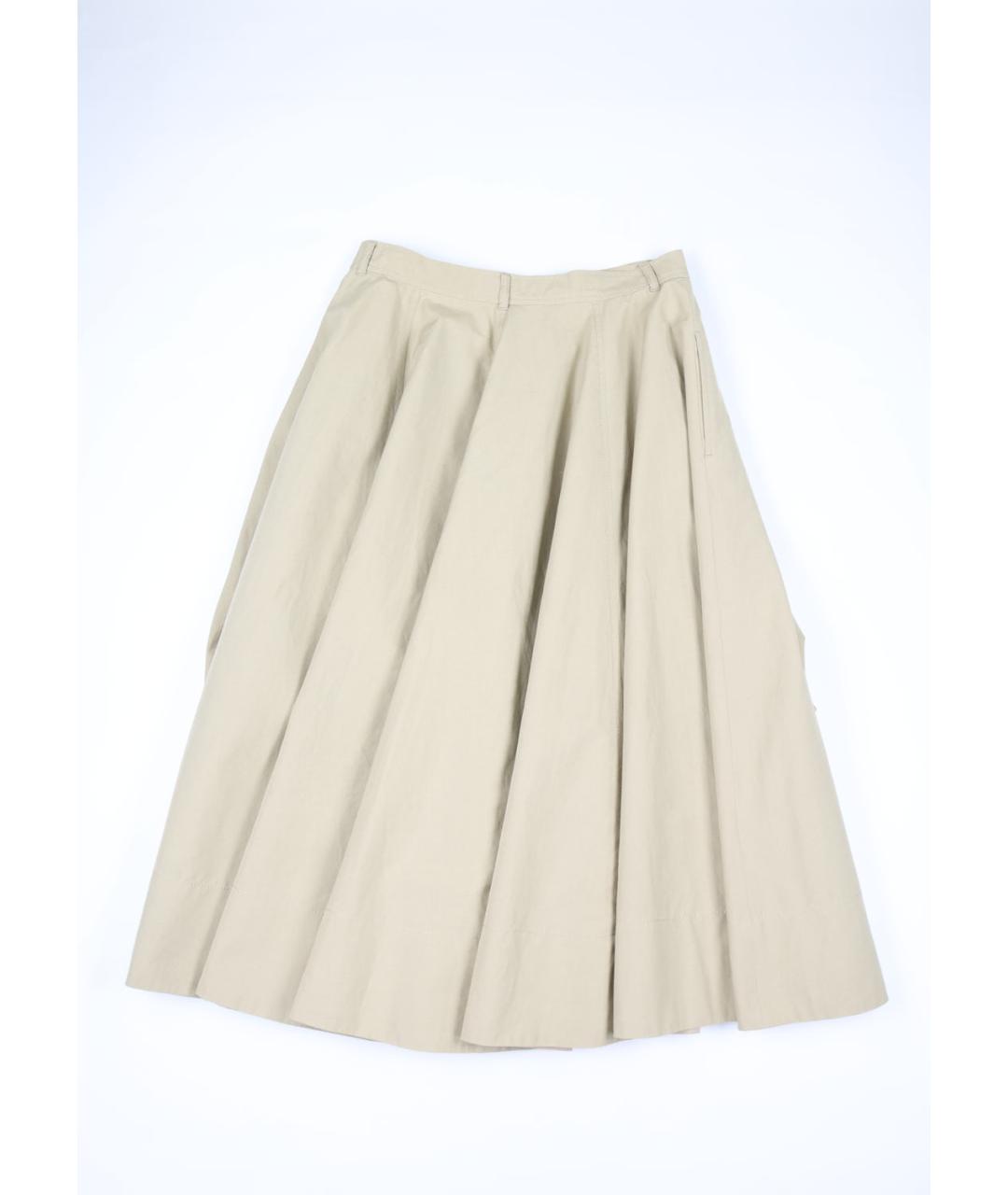 WEEKEND MAX MARA Бежевая хлопковая юбка миди, фото 3