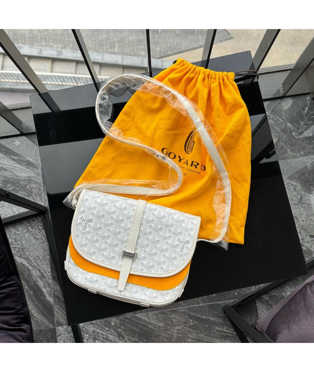 GOYARD Белая кожаная сумка на плечо, фото 4