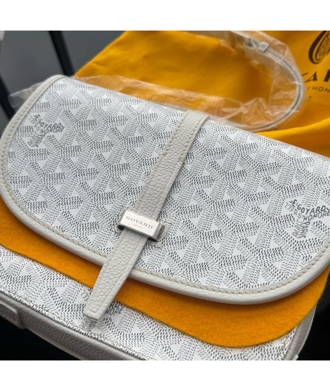 GOYARD Белая кожаная сумка на плечо, фото 3