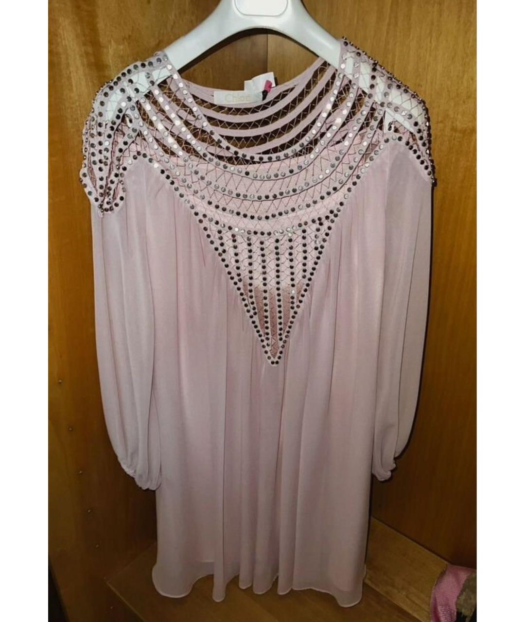 CHLOE Розовое шелковое коктейльное платье, фото 2