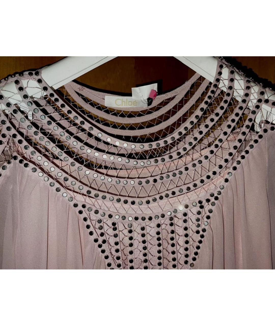 CHLOE Розовое шелковое коктейльное платье, фото 3