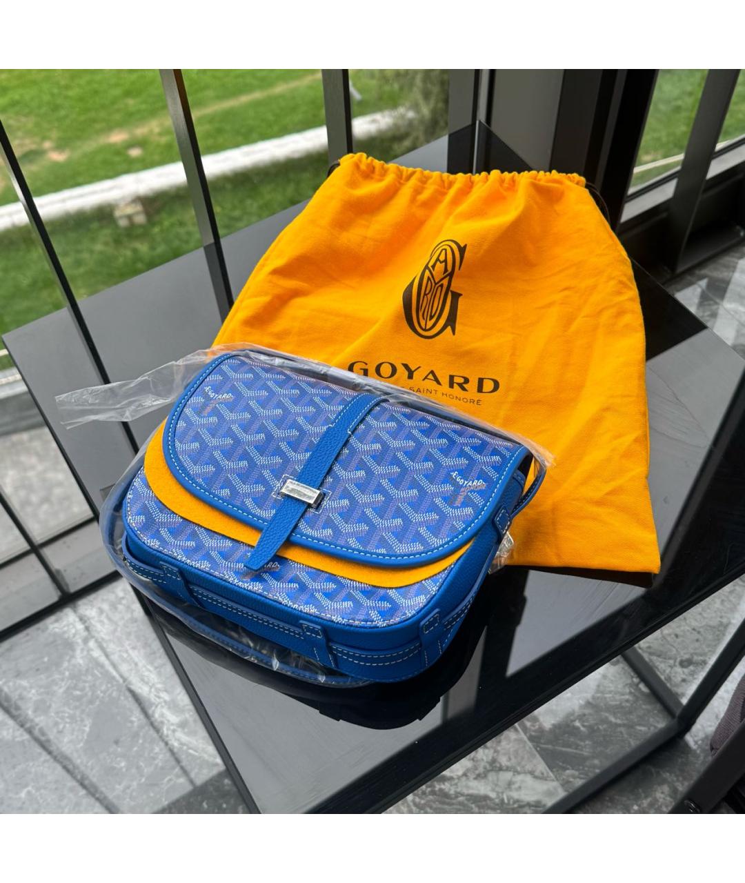 GOYARD Синяя кожаная сумка на плечо, фото 2