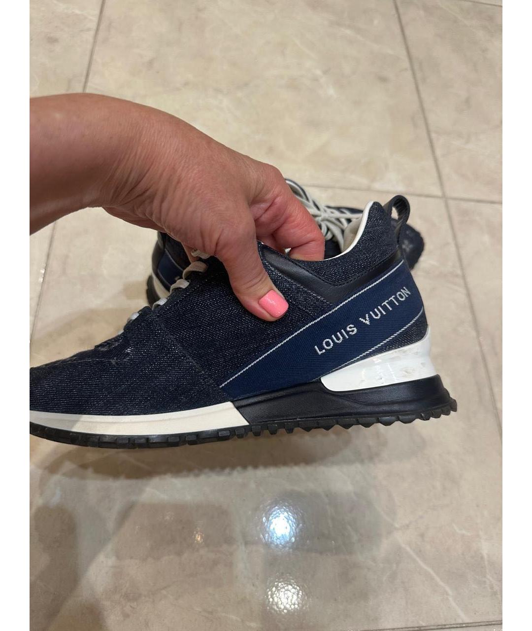 LOUIS VUITTON Темно-синие текстильные кроссовки, фото 2