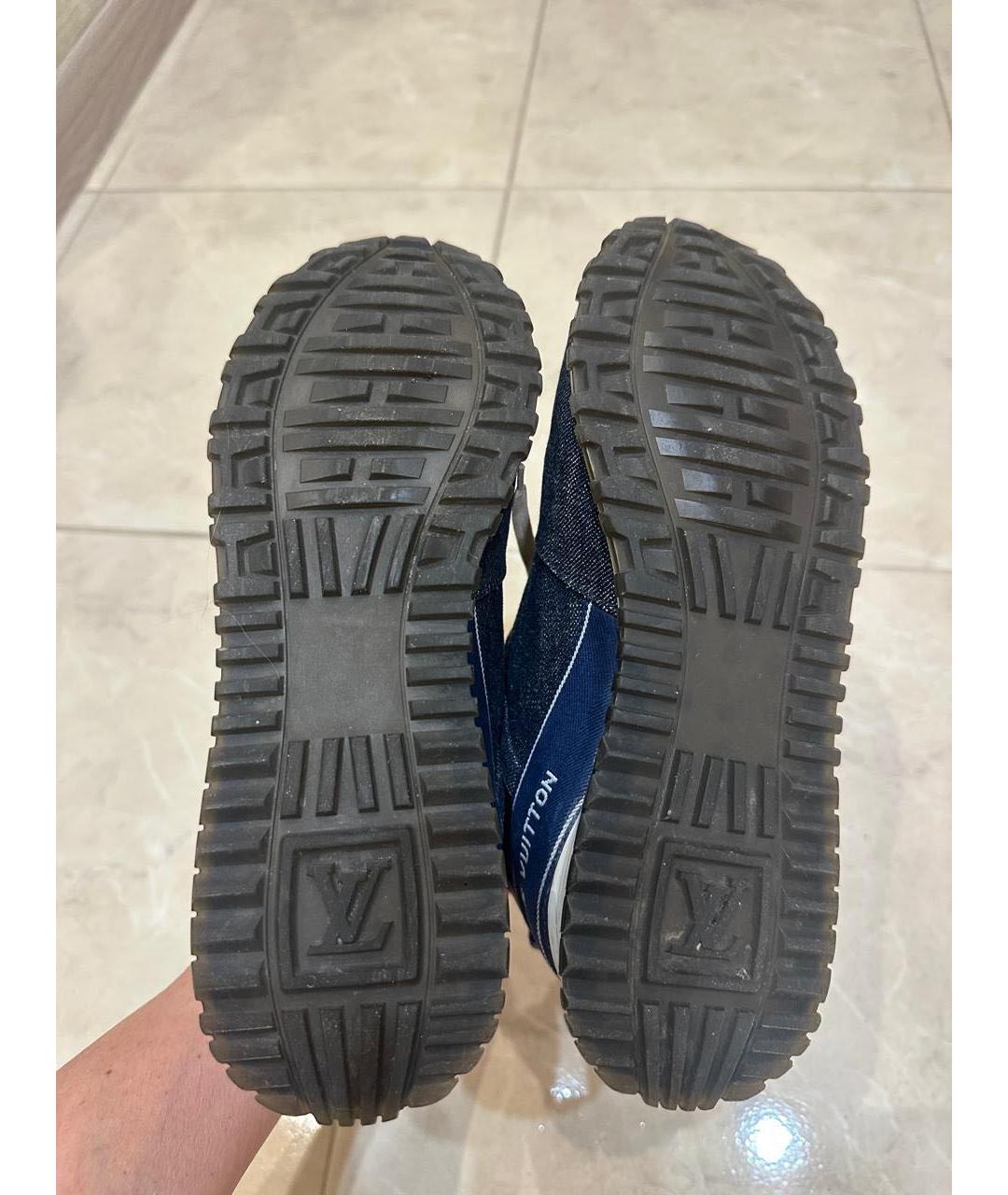 LOUIS VUITTON Темно-синие текстильные кроссовки, фото 5