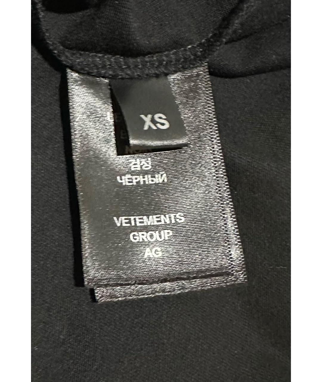 VETEMENTS Черная хлопковая футболка, фото 6