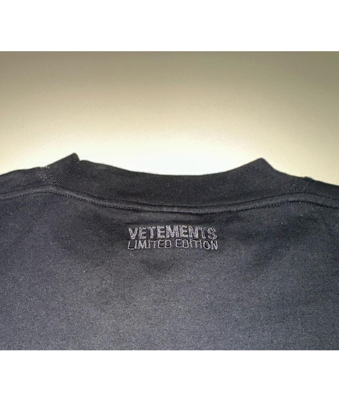 VETEMENTS Черная хлопковая футболка, фото 4