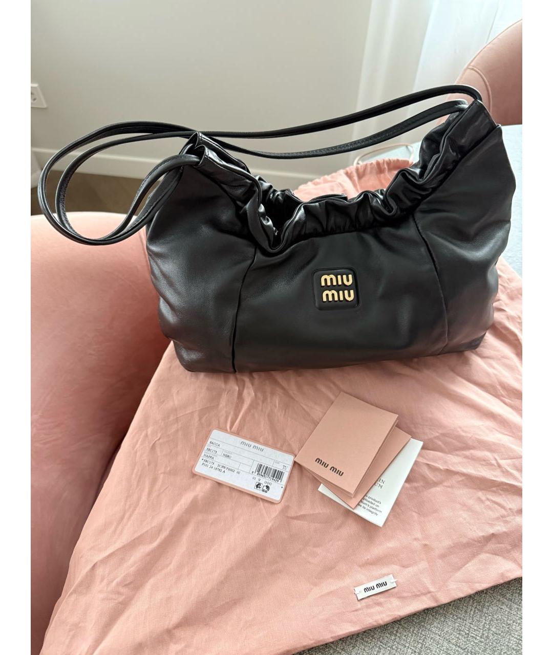 MIU MIU Черная кожаная сумка через плечо, фото 4