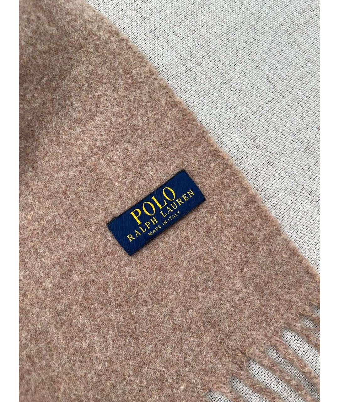 POLO RALPH LAUREN Бежевый шерстяной шарф, фото 3