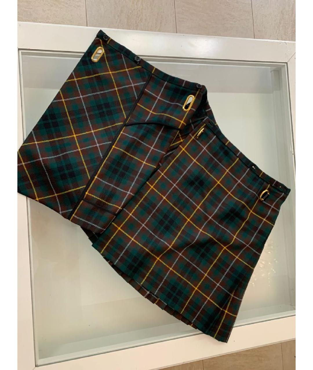 BURBERRY Мульти шерстяная юбка мини, фото 3