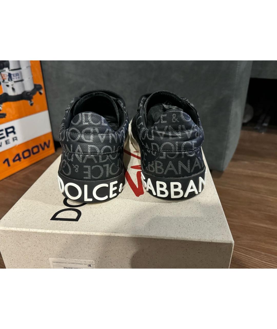 DOLCE&GABBANA Антрацитовые низкие кроссовки / кеды, фото 4