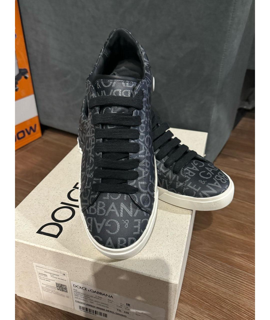 DOLCE&GABBANA Антрацитовые низкие кроссовки / кеды, фото 7