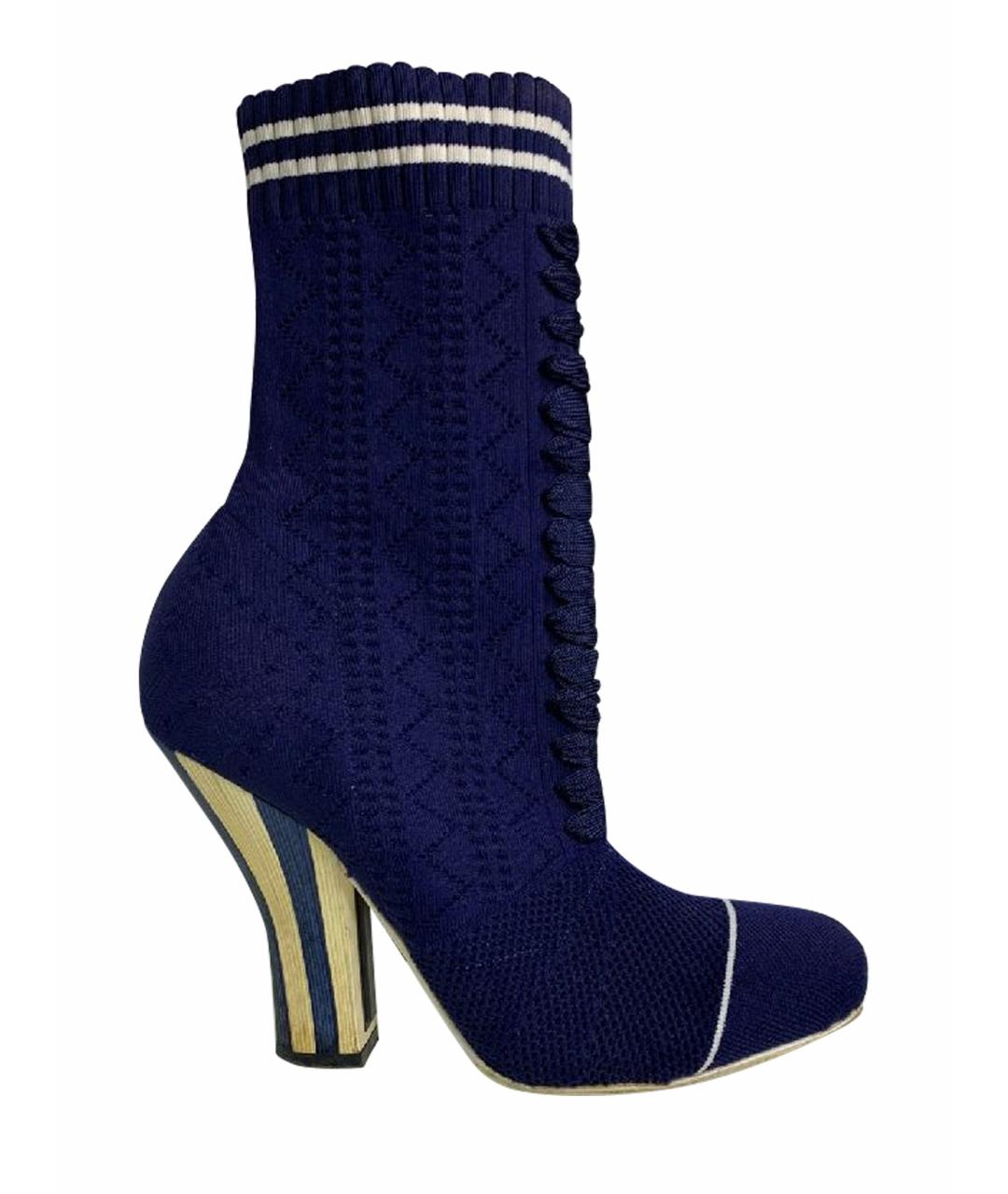 FENDI Синие текстильные ботильоны, фото 10