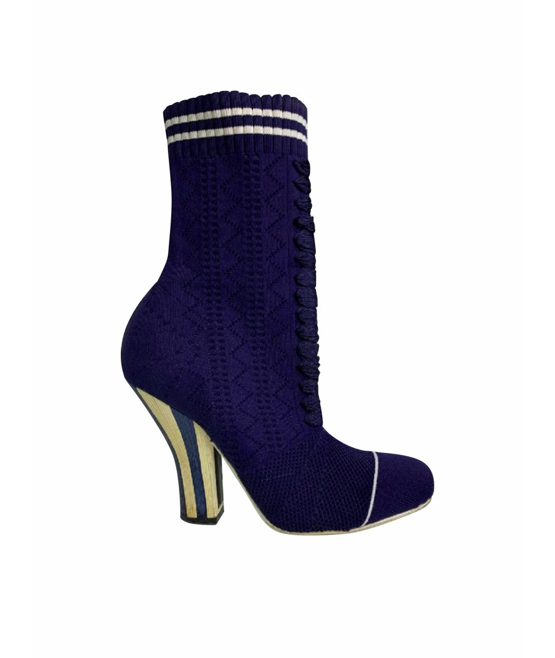 FENDI Синие текстильные ботильоны, фото 1