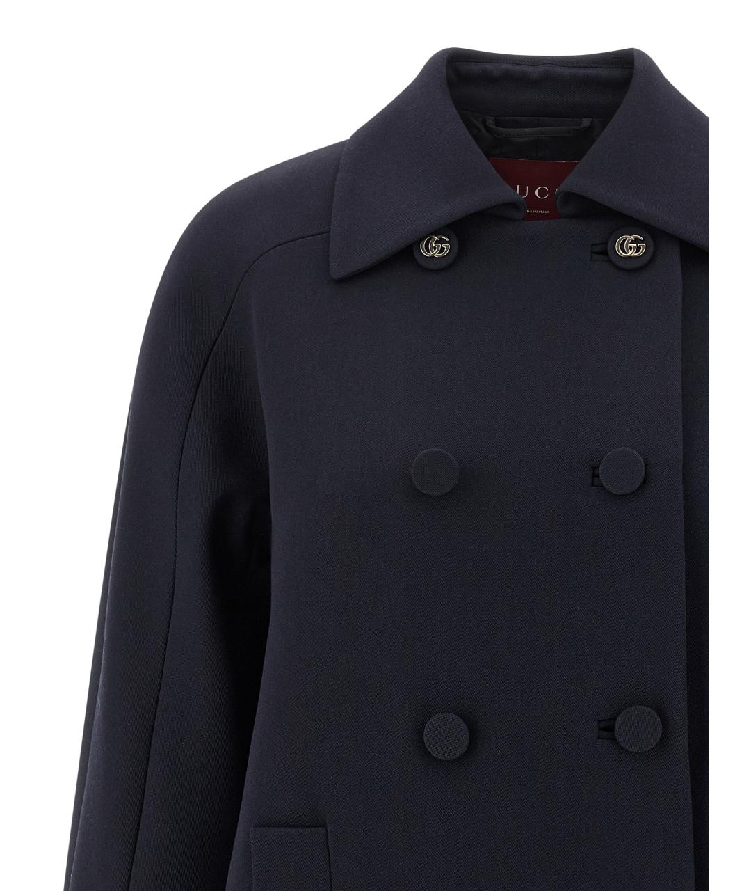 GUCCI Темно-синее шерстяное пальто, фото 3