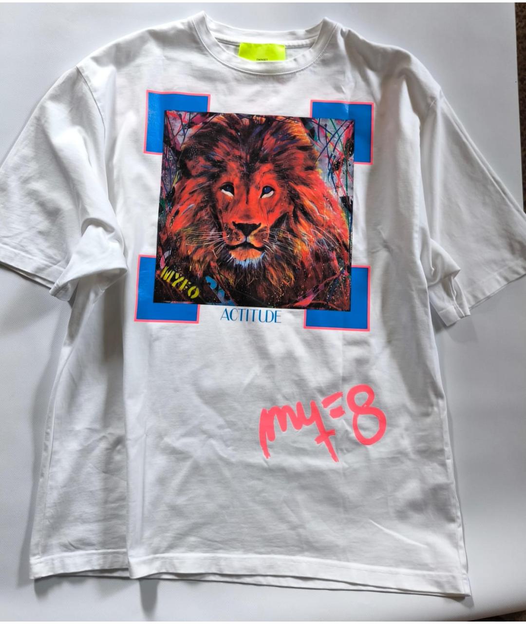 TWIN-SET Белая хлопковая футболка, фото 5