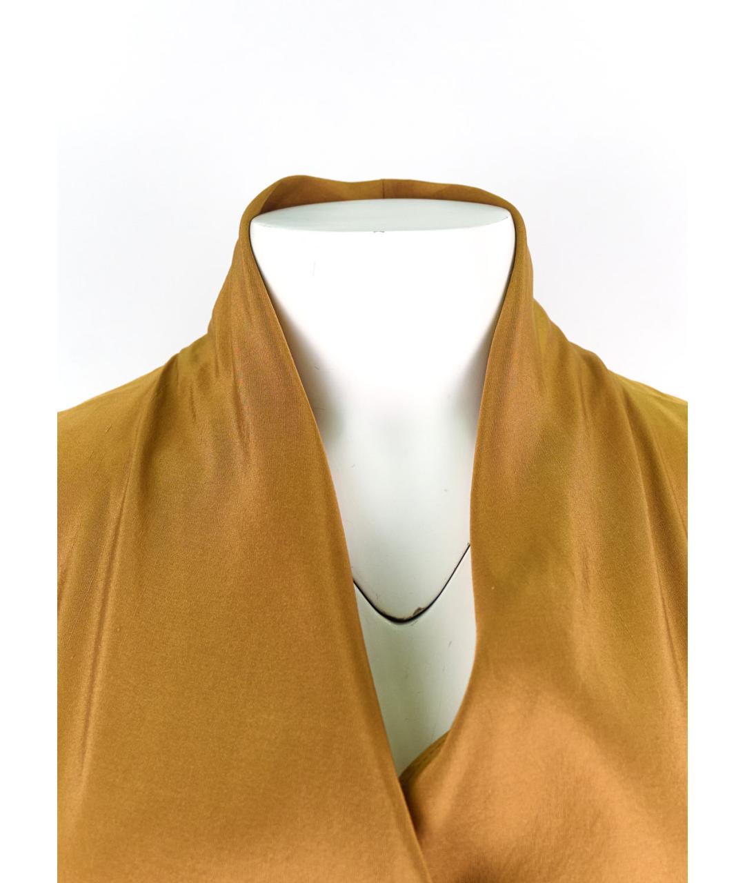 MAX MARA Золотая шелковая блузы, фото 3