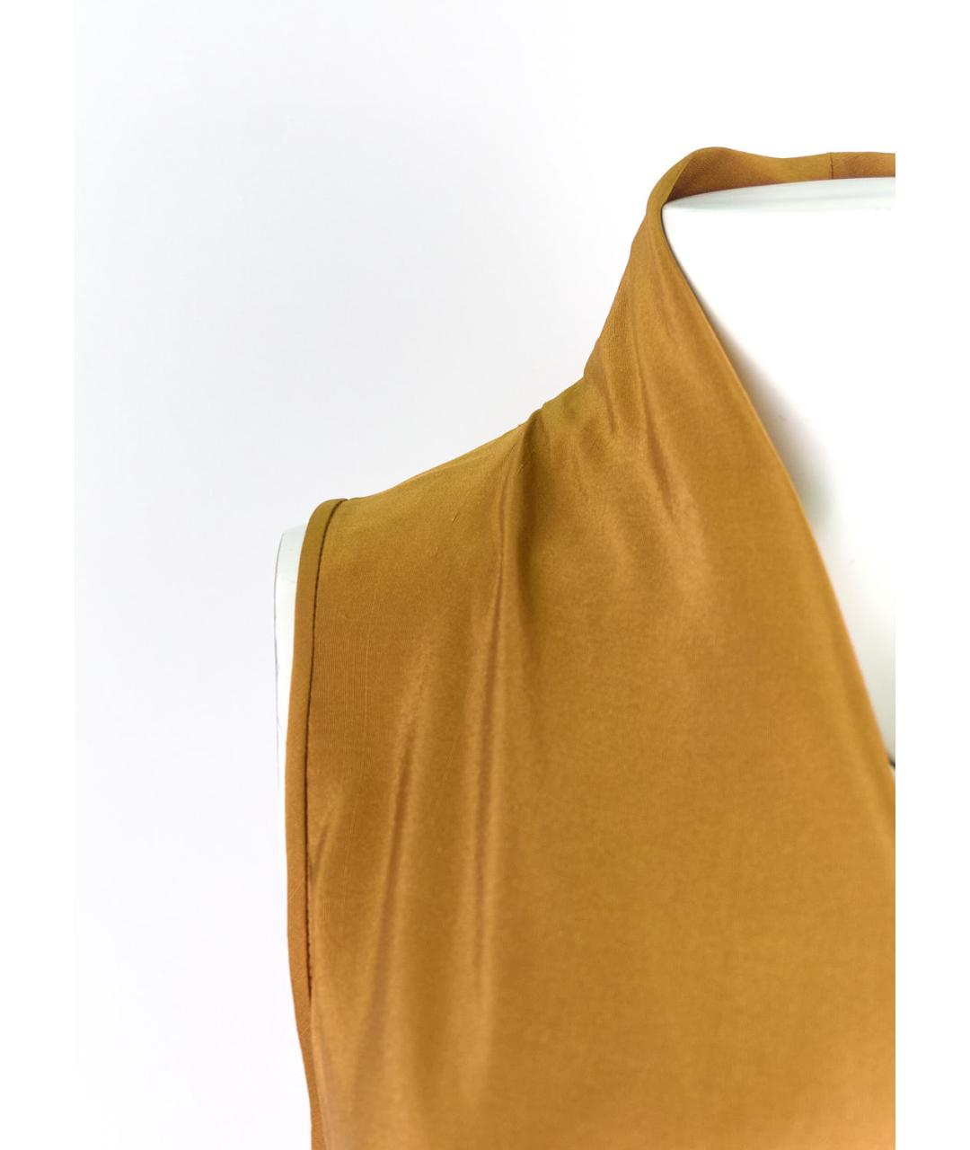 MAX MARA Золотая шелковая блузы, фото 4