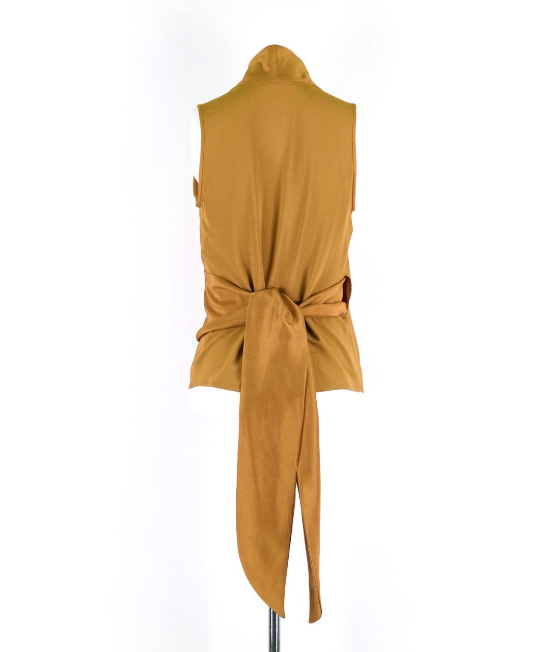 MAX MARA Золотая шелковая блузы, фото 2