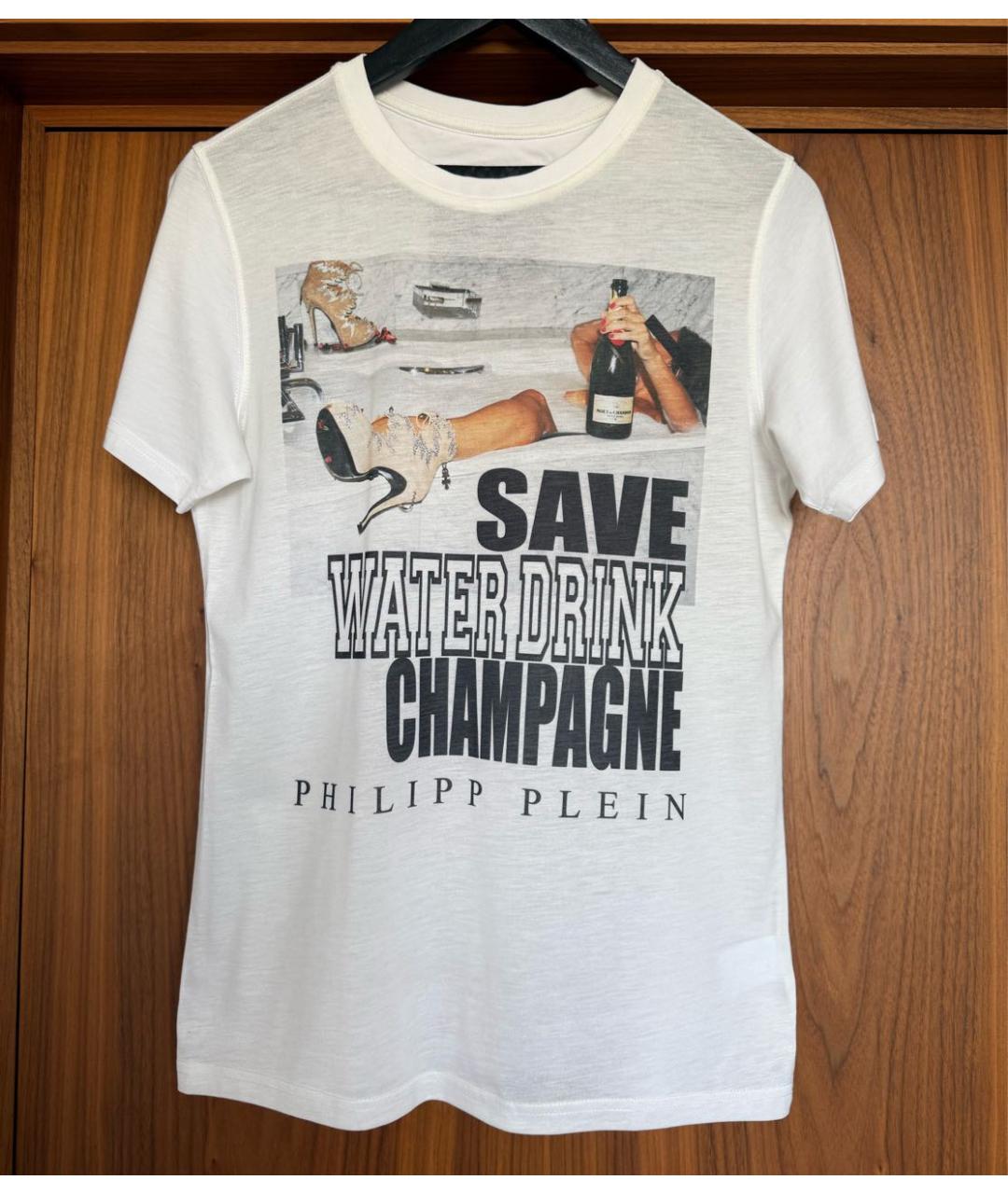 PHILIPP PLEIN Белая хлопковая футболка, фото 6