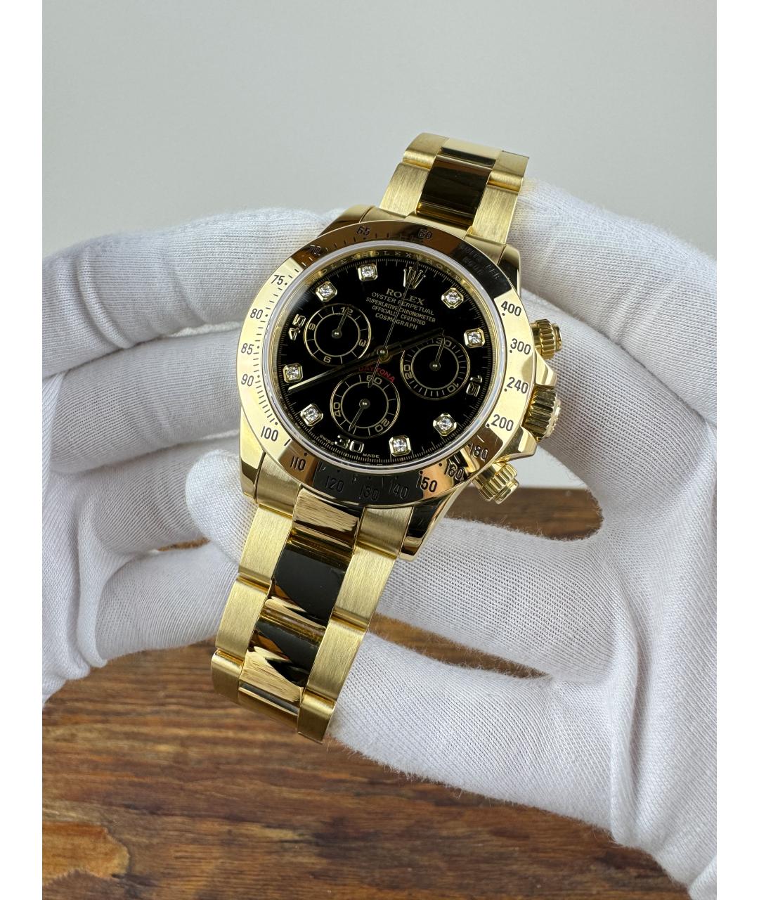 ROLEX Черные часы из желтого золота, фото 2