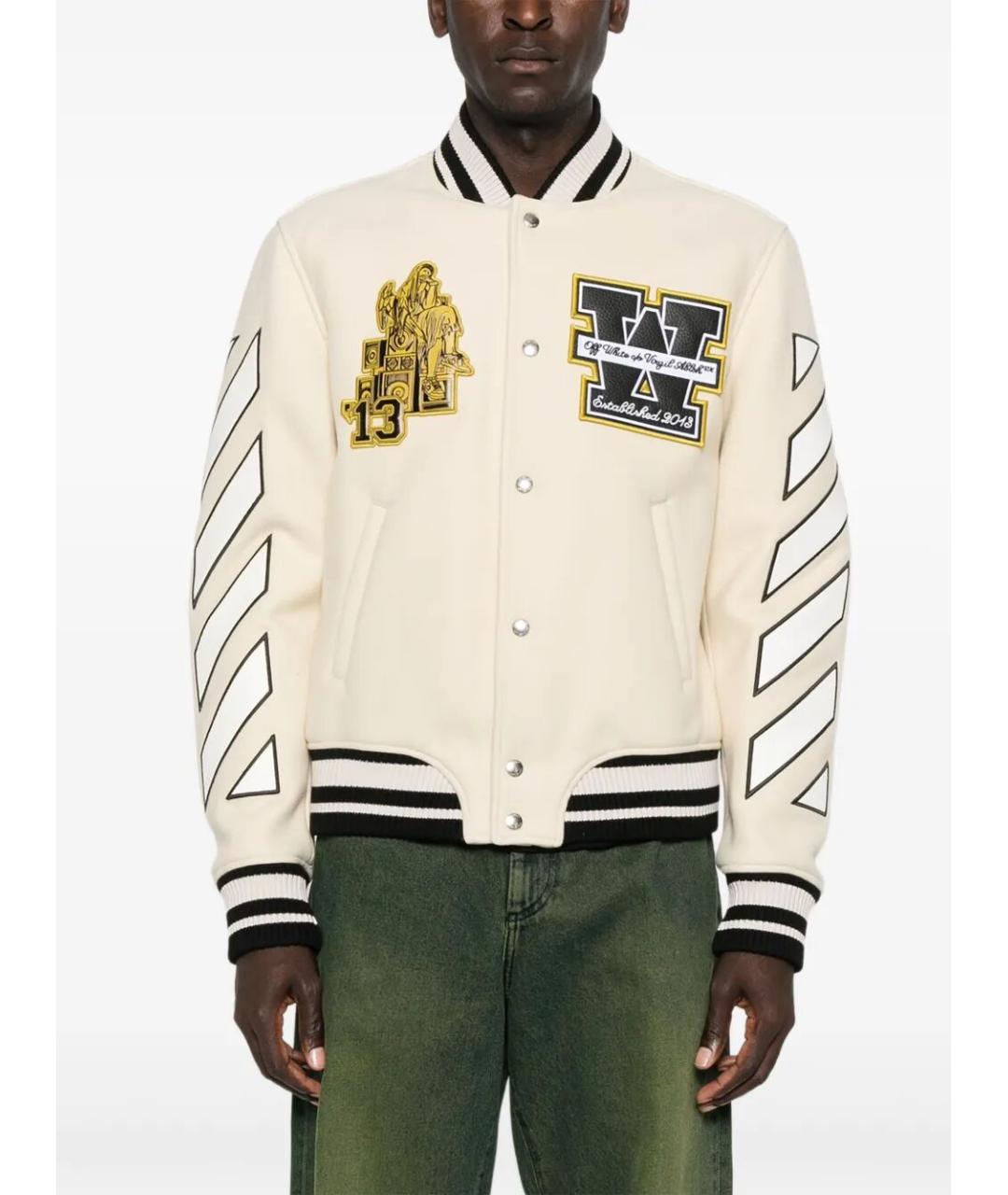 OFF-WHITE Бежевая шерстяная куртка, фото 5