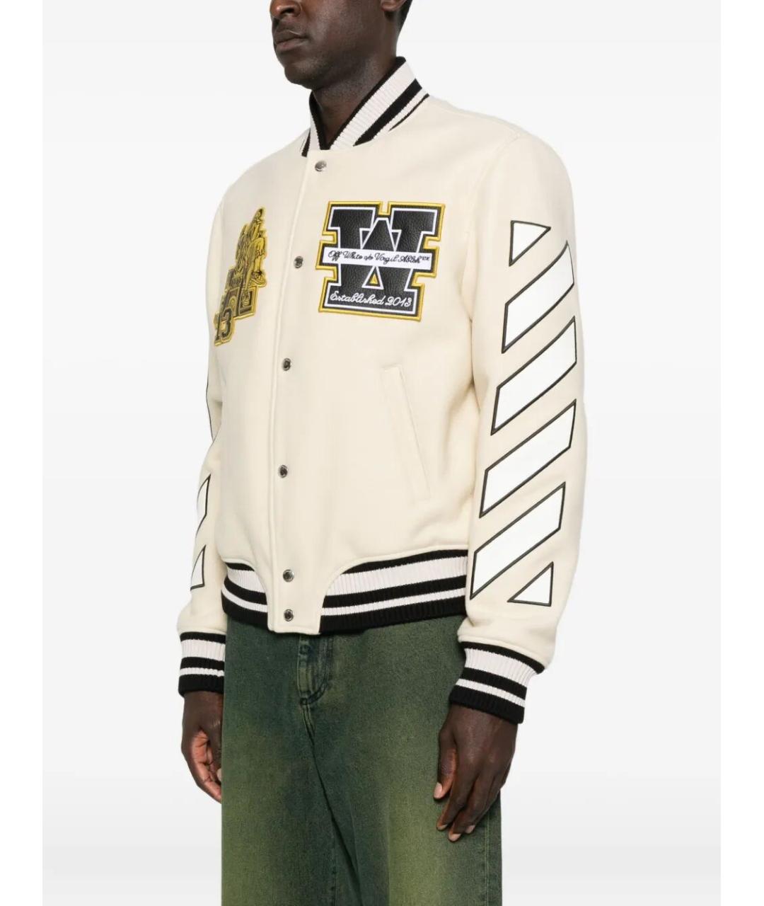 OFF-WHITE Бежевая шерстяная куртка, фото 4