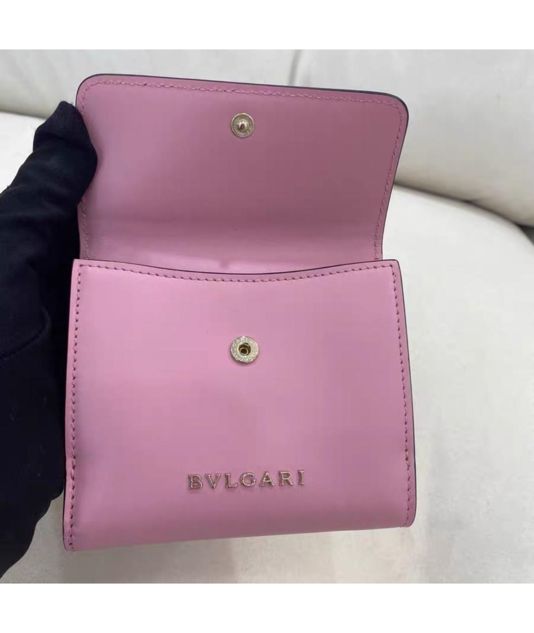 BVLGARI Розовый кожаный кошелек, фото 4