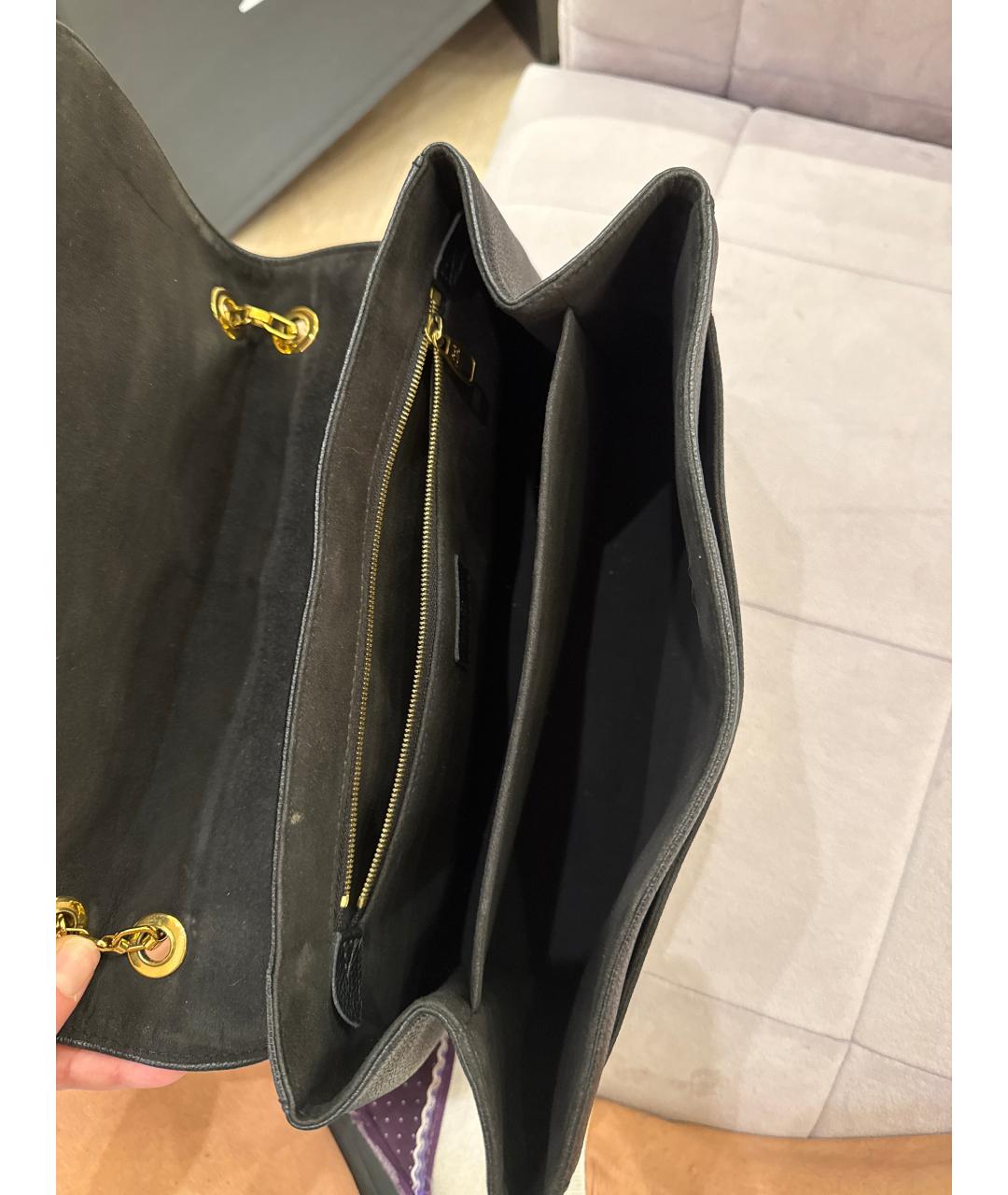 LOUIS VUITTON Черная кожаная сумка через плечо, фото 4