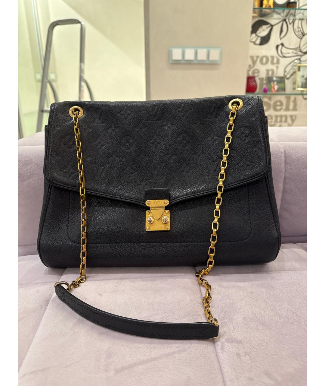 LOUIS VUITTON Черная кожаная сумка через плечо, фото 6
