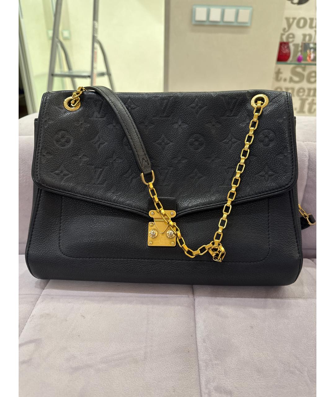 LOUIS VUITTON Черная кожаная сумка через плечо, фото 3
