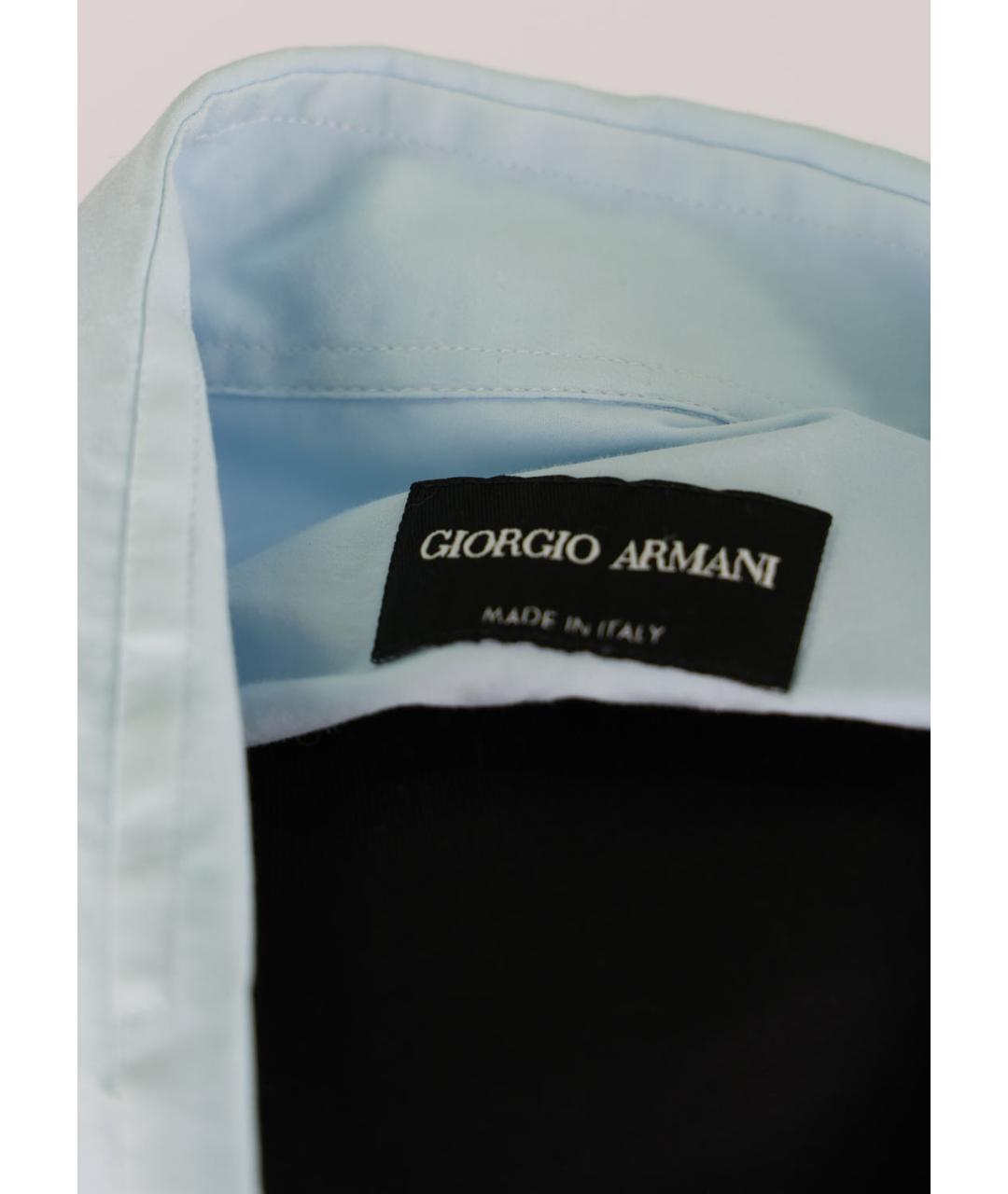 GIORGIO ARMANI Голубая хлопковая классическая рубашка, фото 3