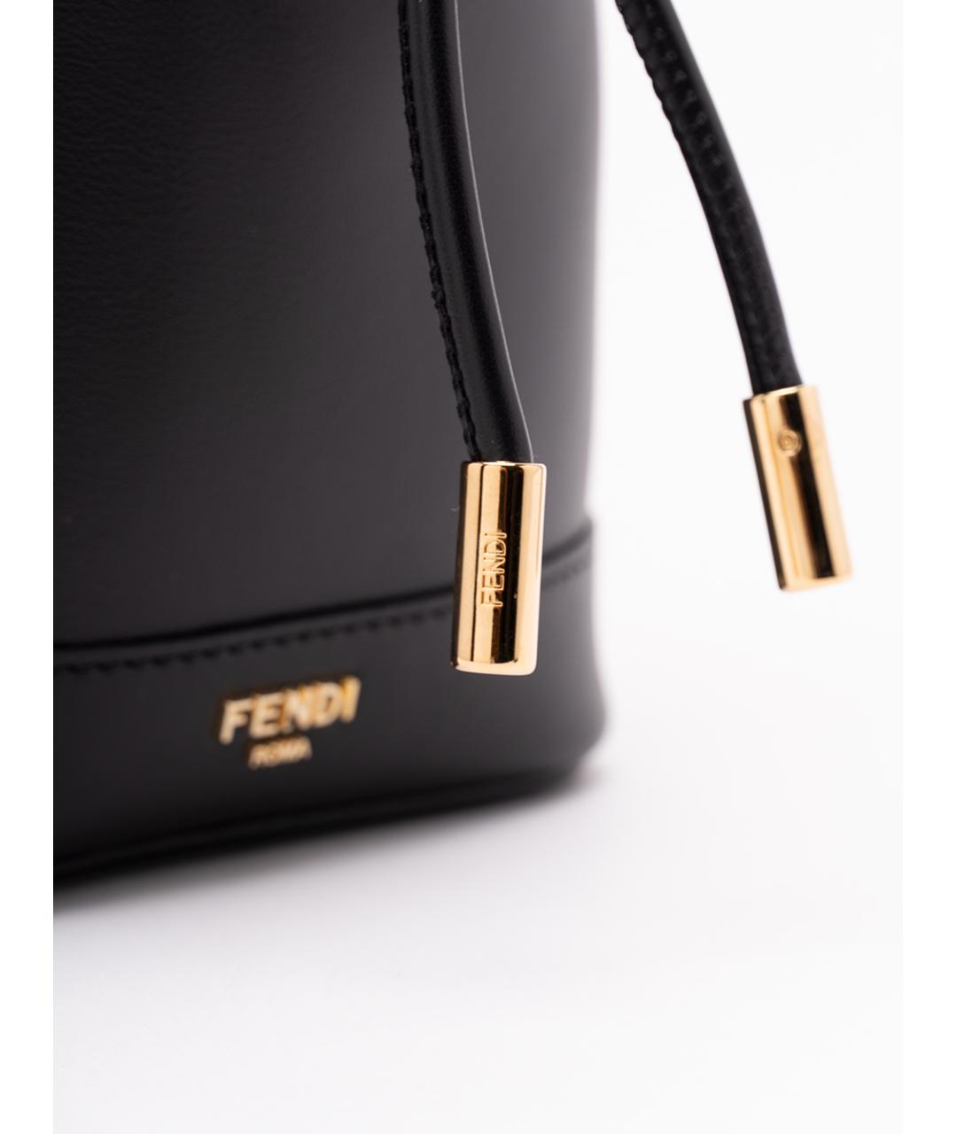 FENDI Черная кожаная сумка с короткими ручками, фото 4