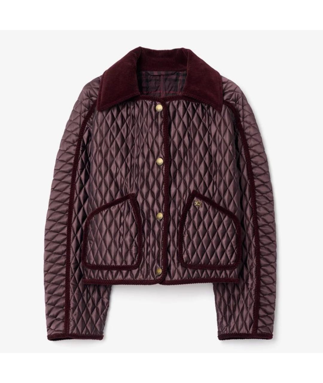 BURBERRY Бордовая полиамидовая куртка, фото 6