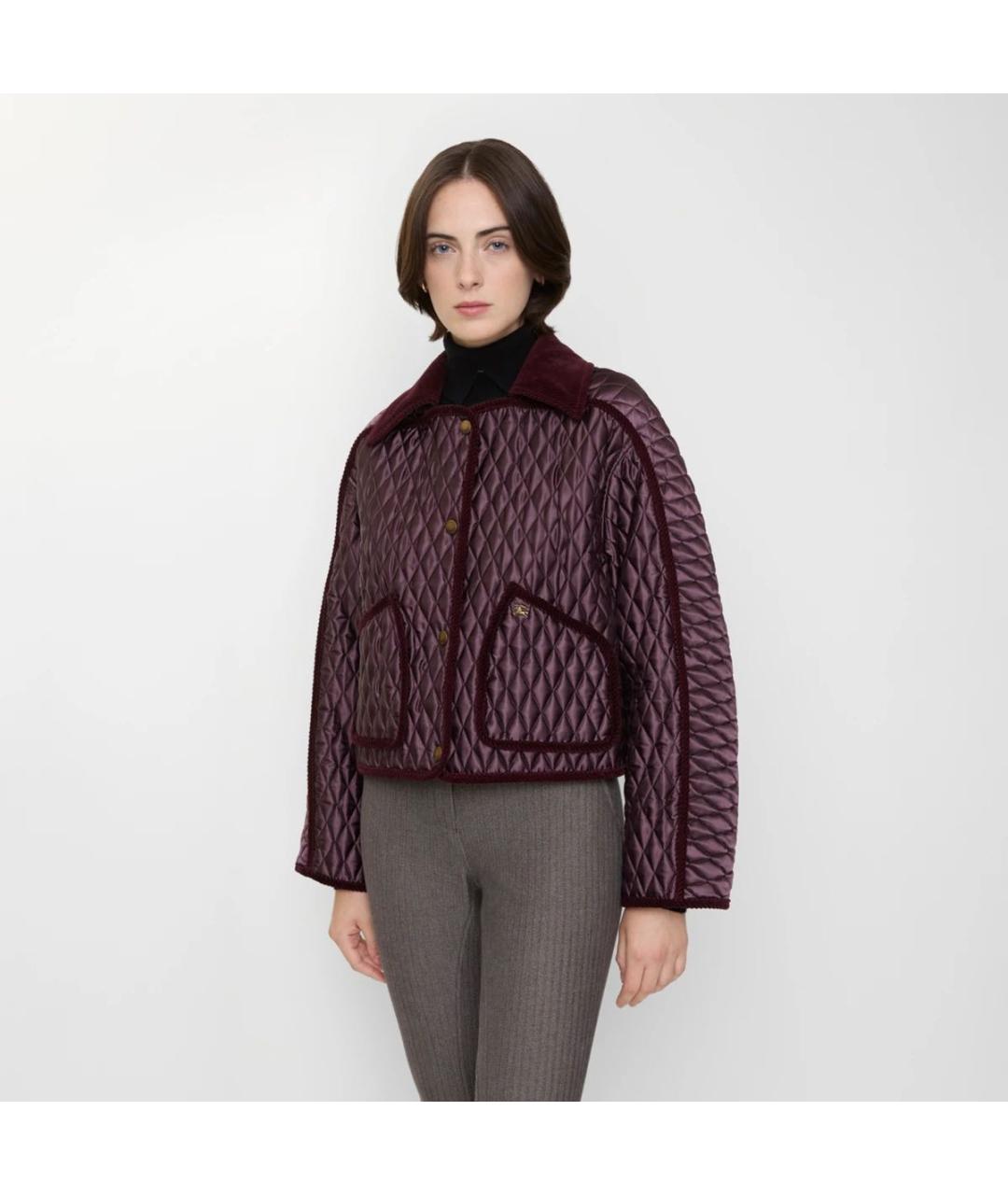 BURBERRY Бордовая полиамидовая куртка, фото 3