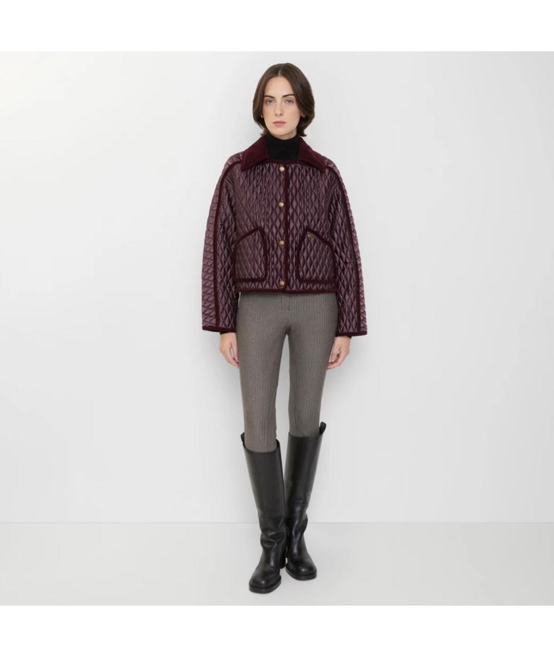 BURBERRY Бордовая полиамидовая куртка, фото 2