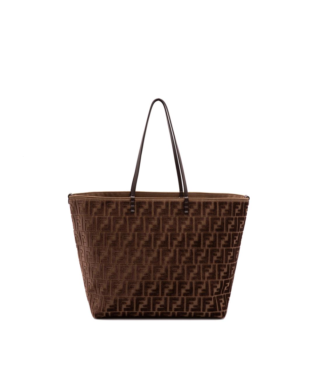FENDI Коричневая синтетическая сумка тоут, фото 1