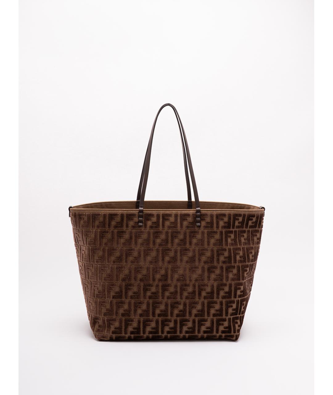 FENDI Коричневая синтетическая сумка тоут, фото 2