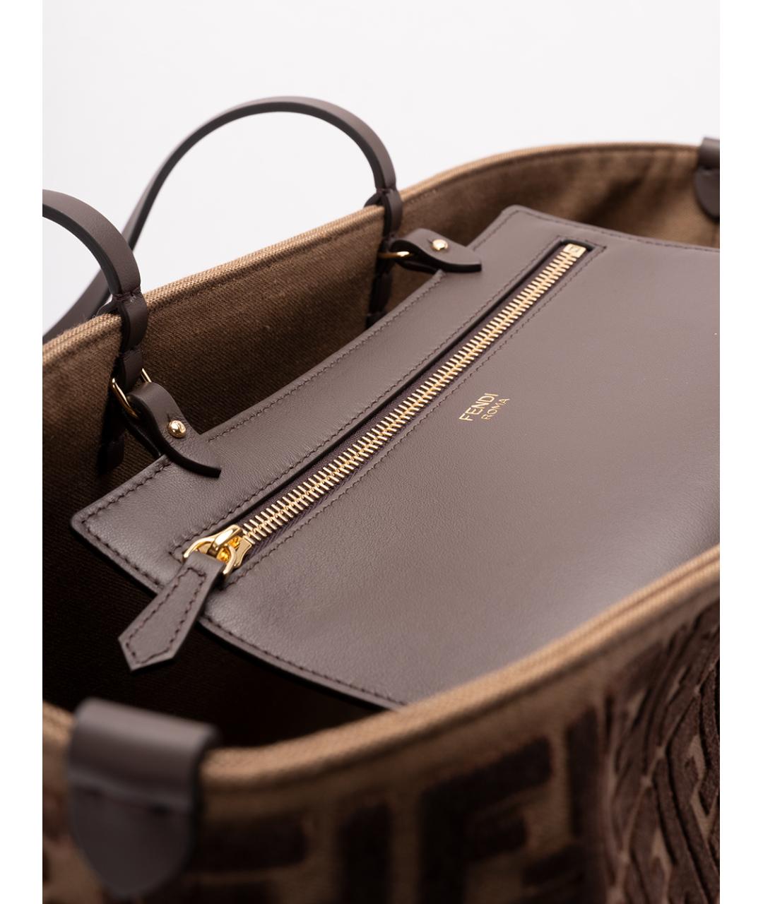 FENDI Коричневая синтетическая сумка тоут, фото 4