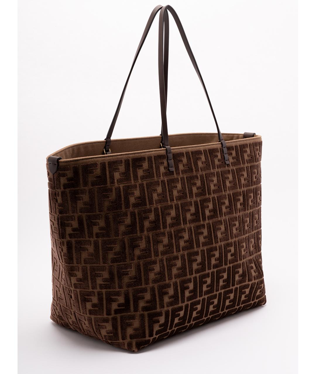 FENDI Коричневая синтетическая сумка тоут, фото 3