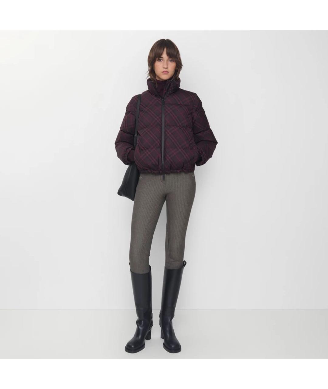 BURBERRY Бордовый полиэстеровый пуховик, фото 2