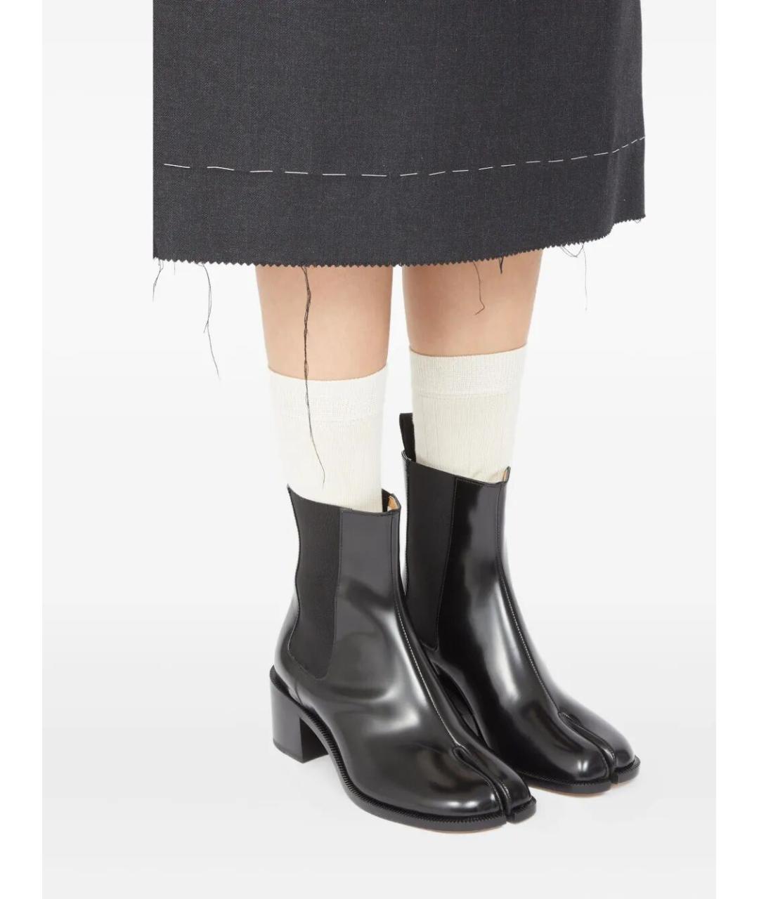 MAISON MARGIELA Черные кожаные ботинки, фото 2