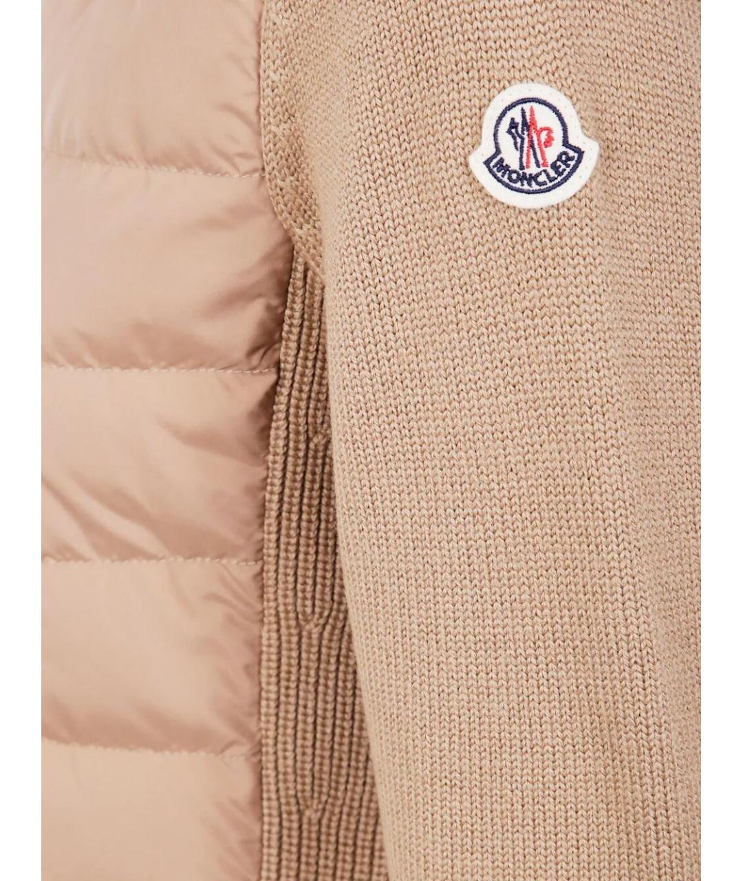 MONCLER Бежевая полиэстеровая куртка, фото 3